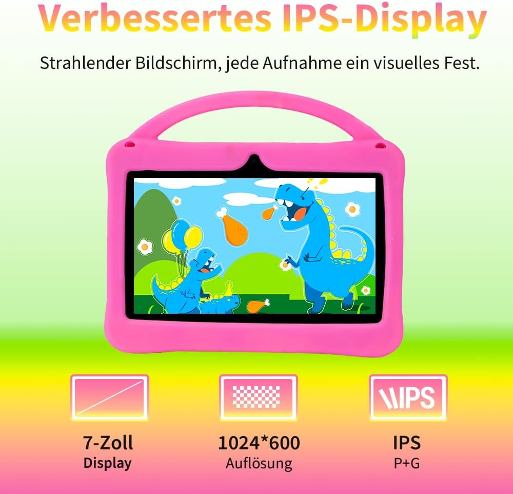 Veidoo 7-Zoll Android Tablet für Kinder, 2 GB RAM, 32 GB Speicher, AIWAWA Apps mit Elternkontrollen,
