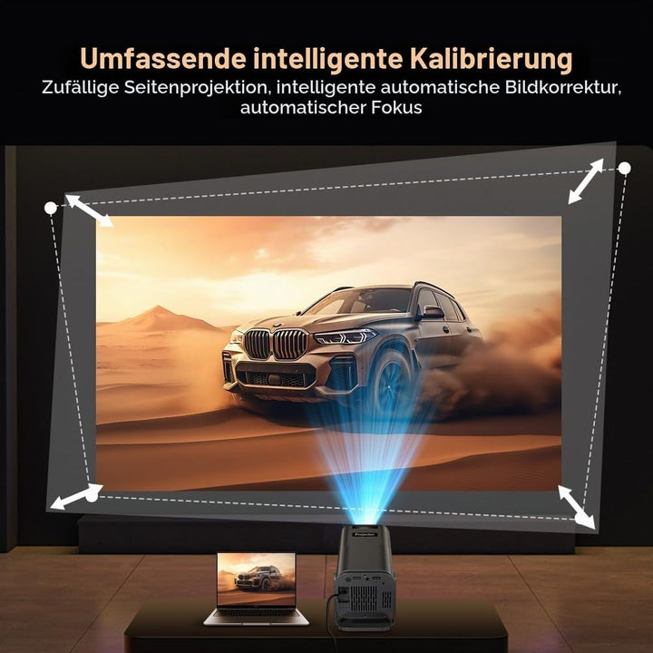 Mini Beamer mit Android 11, 720P HD Projektor, WLAN &amp; Bluetooth, automatische Trapezkorrektur, tragb