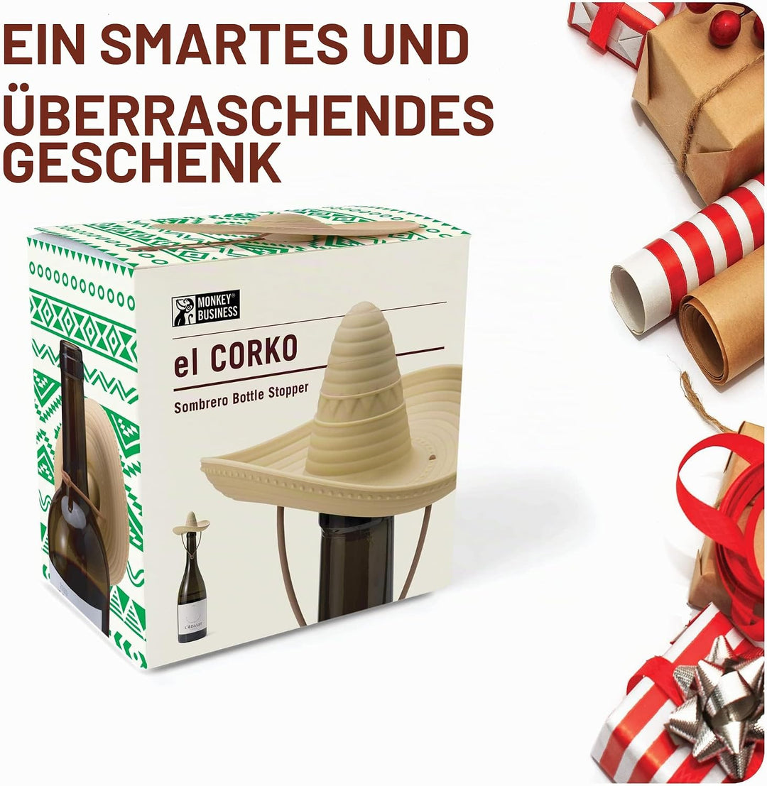 Elcorko Silikon-Weinstopfen mit Sombrero-Design, hält Wein frisch, 3 Stück Elcorko - Pack Of 3, Elco