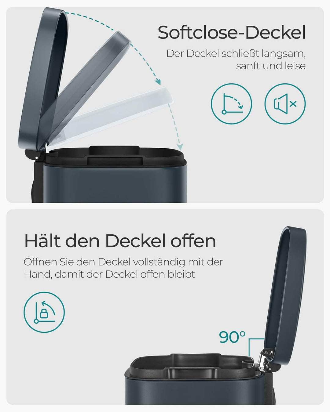 SONGMICS Mülleimer für die Küche, 30 L Abfalleimer mit Pedal, Treteimer mit Inneneimer aus Kunststof