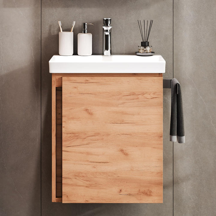 Planetmöbel Waschtischunterschrank 50cm (Gold Eiche) ohne Wasserhahn Gold Eiche, ohne Wasserhahn Gol