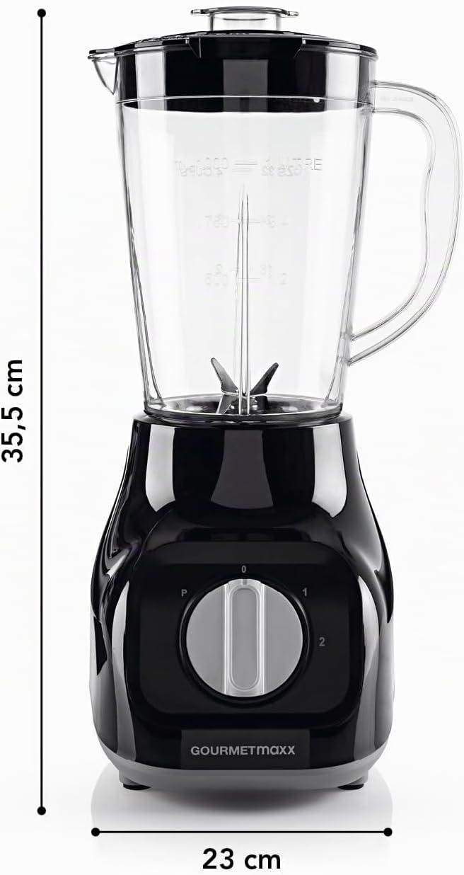 GOURMETmaxx Standmixer mit 4 Edelstahlklingen, 2 Geschwindigkeiten &amp; Pulse-Funktion I Mixbehälter ge