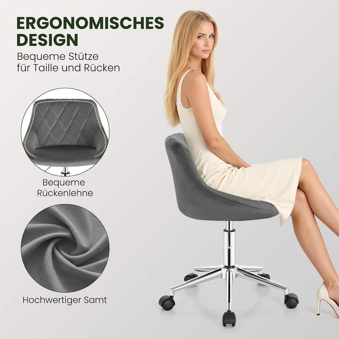 EUGAD Schminkstuhl, Homeoffice Stuhl, Schreibtischstuhl, Kosmetikhocker, Bürostuhl Kinder, höhenvers