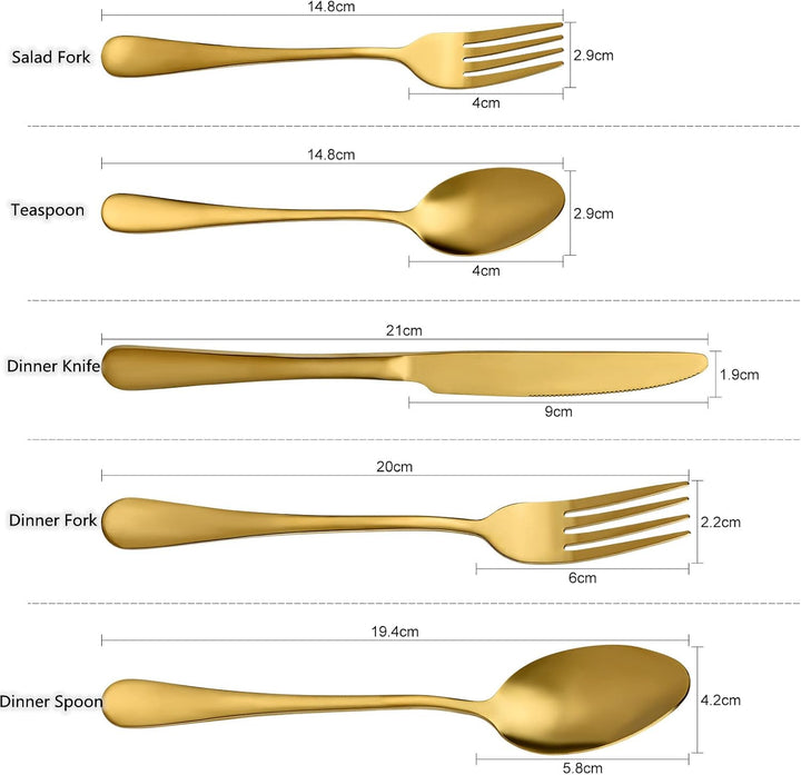 Besteckset für 6 Personen, Edelstahl Essbesteck Set 30 teilig, Besteckset mit Messer Gabel Löffel, G