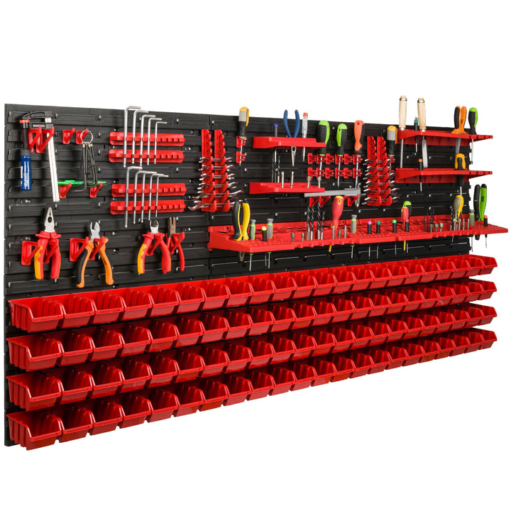Lagersystem Werkstattregal | 172 x 78 cm | 88 stck. Box | Wandregal mit Werkzeughalterungen und Stap