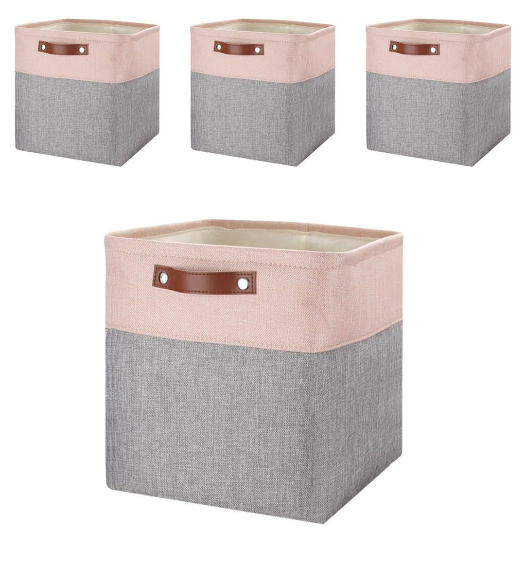 Mangata Stoff Aufbewahrungsboxen 4er set, 33x38x33cm Grosser Aufbewahrungskorb für Schlafzimmer, Bas