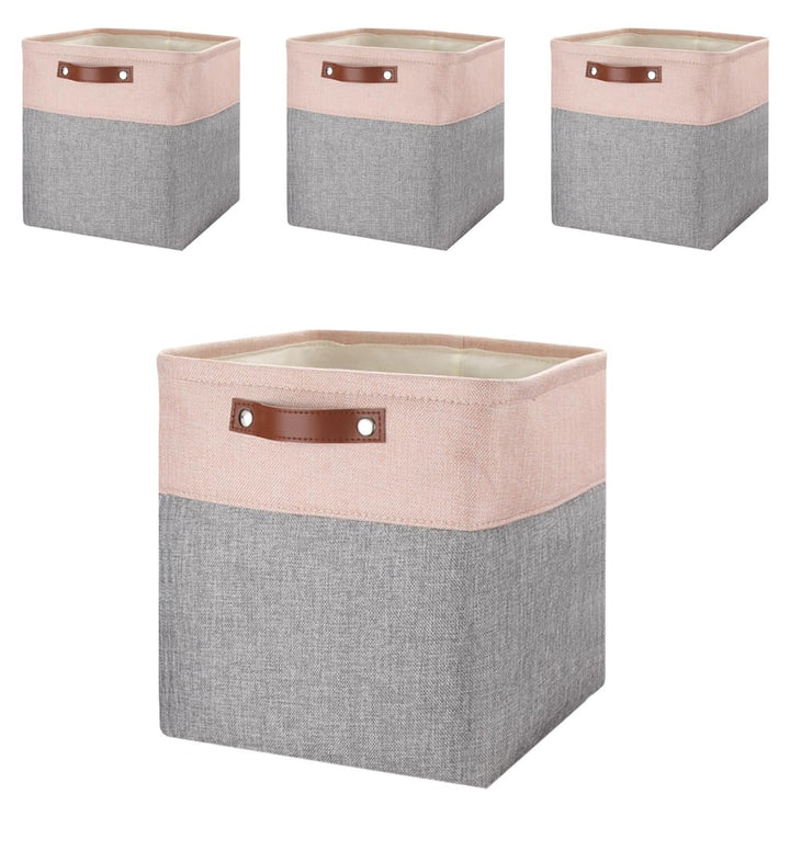 Mangata Stoff Aufbewahrungsboxen 4er set, 33x38x33cm Grosser Aufbewahrungskorb für Schlafzimmer, Bas