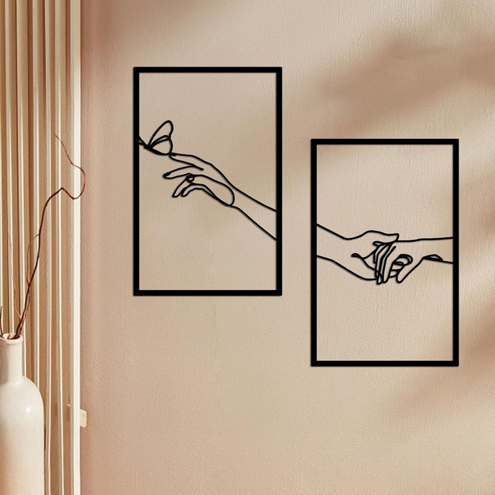 Resama Minimalistische Linien Weiblicher Körper Handform Metall Wandkunst Dekor, Moderne Abstrakte L