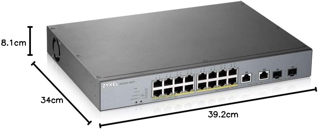 Zyxel Gigabit Smart-Managed PoE+ Switch mit 16 Ports, einem Budget von 250 W und zwei Gigabit-Combo-