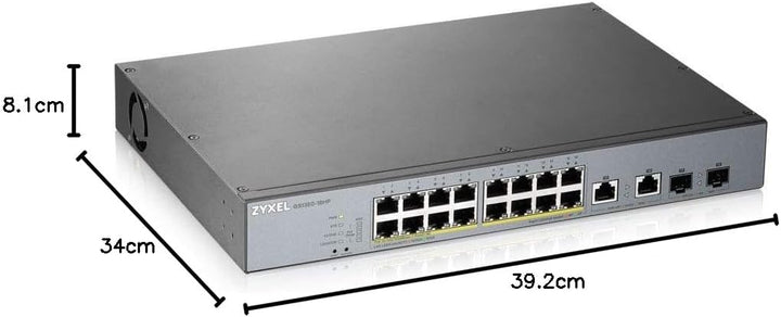 Zyxel Gigabit Smart-Managed PoE+ Switch mit 16 Ports, einem Budget von 250 W und zwei Gigabit-Combo-