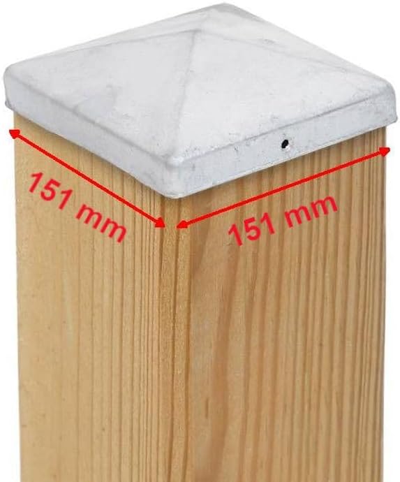 4 x Pfostenkappe 151 x 151 mm Pyramide – Feuerverzinkter Stahl – Pfostenabdeckung für 150x150 mm Hol