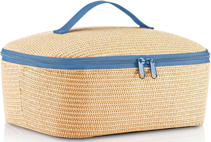reisenthel coolerbag M Pocket Raffia Blue – Kühltasche mit Obermaterial aus recycelten PET-Flaschen