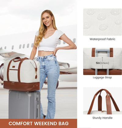 LOVEVOOK Reisetasche Damen, Weekender Faltbare Seesack Reisetaschen Handgepäck Flugzeug, Sporttasche