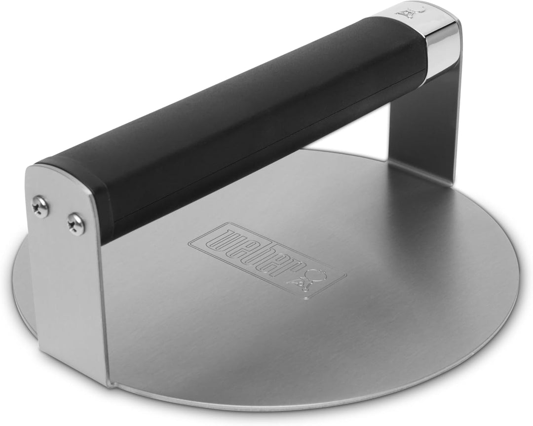 Weber Smashed Burger Presse/robust & stabil, mit glatter Oberfläche, aus Edelstahl, Rutschfester Gri