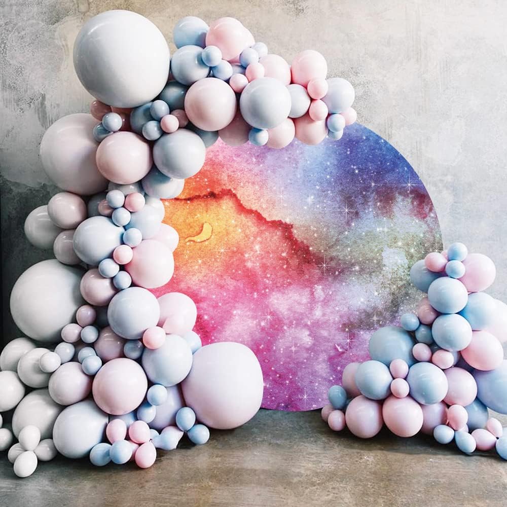 Aoihrraan 200cm Durchmesser Buntes Aquarell Runden Fotografie Hintergrund Glitzer Nebel Regenbogen A