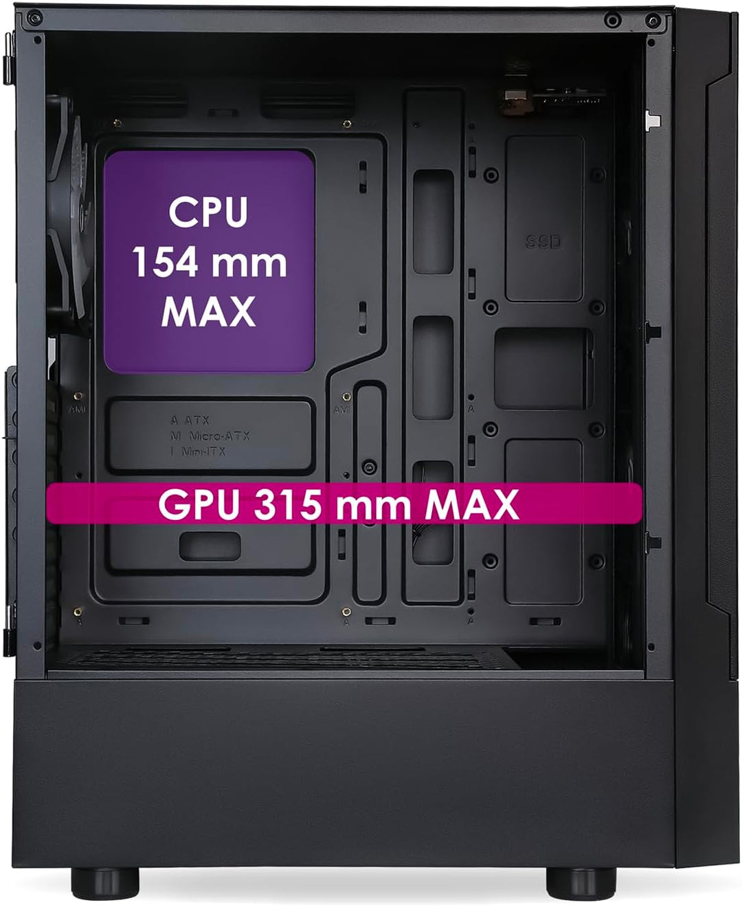 EMPIRE GAMING - Gehäuse für Gamer Sapphire – ARGB Mittlerer Tower ATX/Micro-ATX/ITX – seitliche Tür
