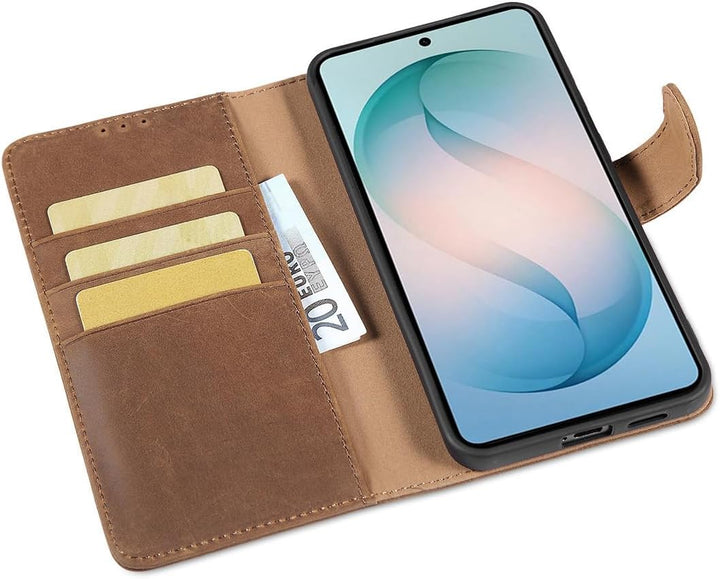 LENSUN Handyhülle für Samsung Galaxy S26 Plus Echtleder, Lederhülle [Brieftasche][RFID Schutz][Stand