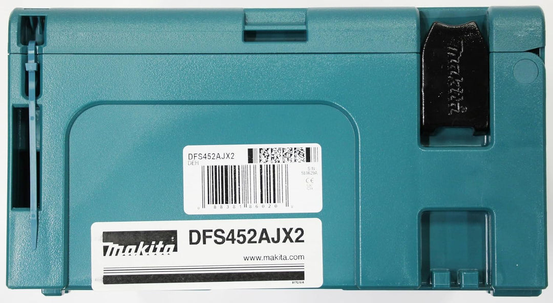 Makita 18V / 2,0 Ah, 2 Akku + Ladegerät im MAKPAC inkl. 199146-8 Magazinschrauben Vorsatz DFS452AJX2