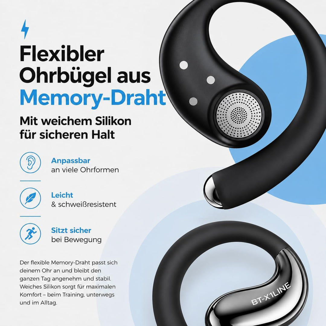 Micool Open-Ear Kopfhörer Bluetooth 6.0, Clip-On Ohrhörer Kabellos mit 36H Spielzeit, Geräuschreduzi