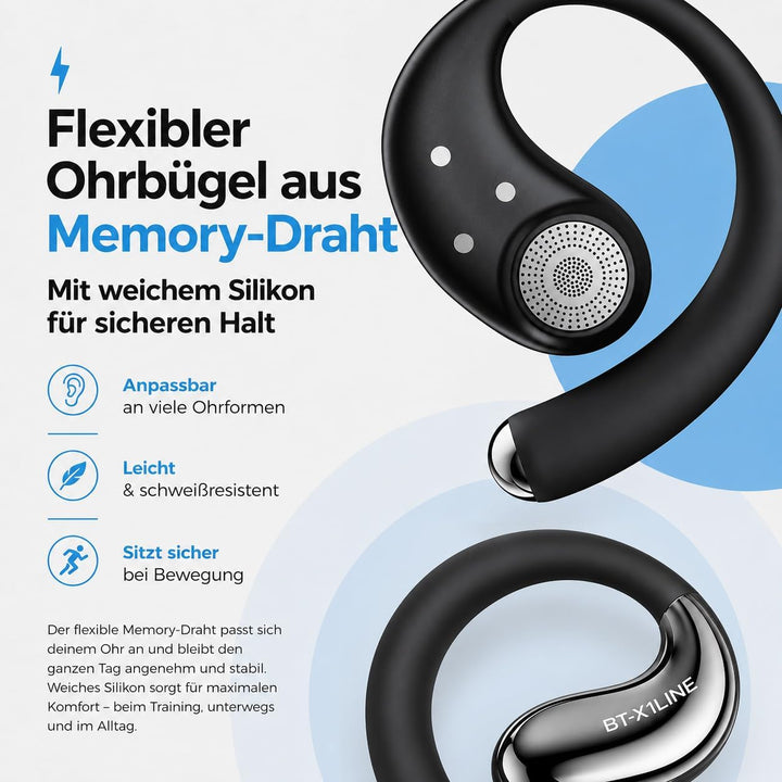 Micool Open-Ear Kopfhörer Bluetooth 6.0, Clip-On Ohrhörer Kabellos mit 36H Spielzeit, Geräuschreduzi