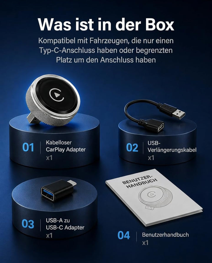 2026 Carplay Wireless Adapter, 2 in 1 Car Play &amp; Android Auto Adapter Kabelgebundenes CarPlay Kabell