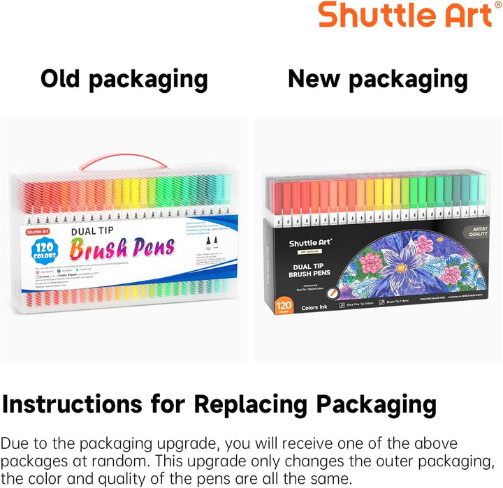 Shuttle Art Dual Brush Pen Set, 120 bunte Filzstifte doppelköpfige Pinselstifte mit weicher Spitze,