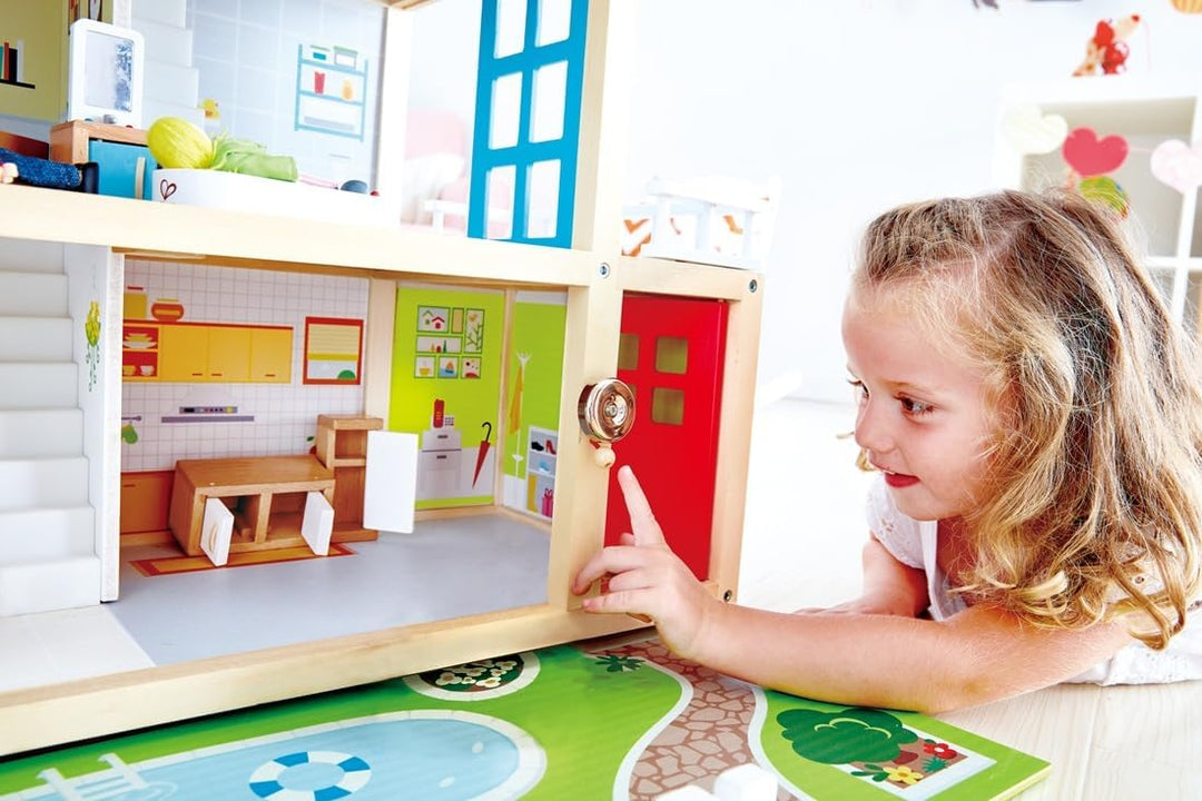 Puppen-Villa von Hape| Preisgekröntes Puppenhaus mit 10 Zimmern aus Holz ab 3 Jahren Puppen-Villa mi
