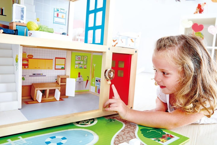 Puppen-Villa von Hape| Preisgekröntes Puppenhaus mit 10 Zimmern aus Holz ab 3 Jahren Puppen-Villa mi