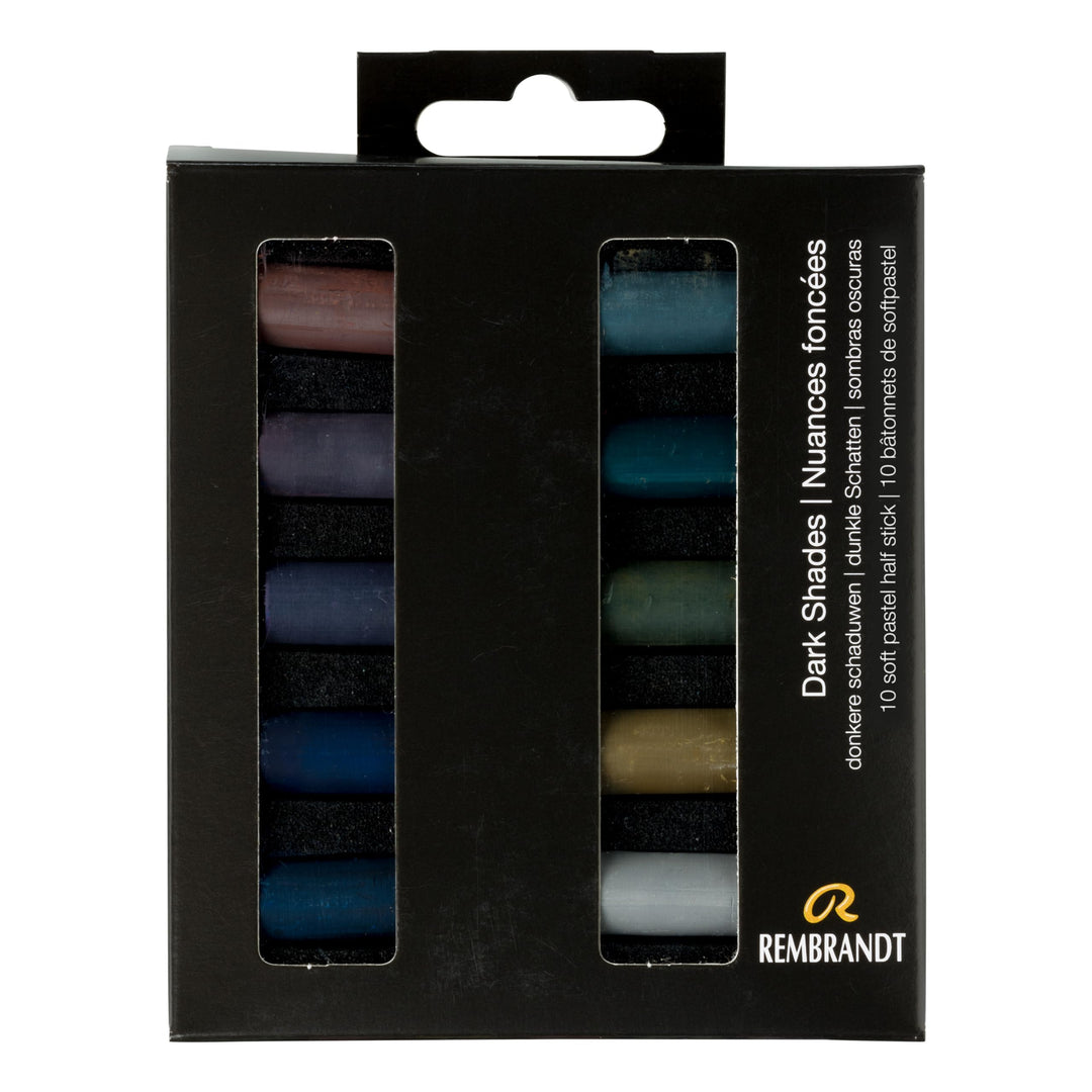 Rembrandt Soft Pastell Micro Set, 10 Stück Halbstäbchen, dunkle Farbtöne Auswahl 10 Halbstäbchen im