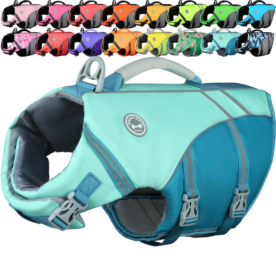 VIVAGLORY Sports Style Schwimmweste Hund, Hundeschwimmweste für Bootfahren, Auftrieb & Schwimmhilfe,
