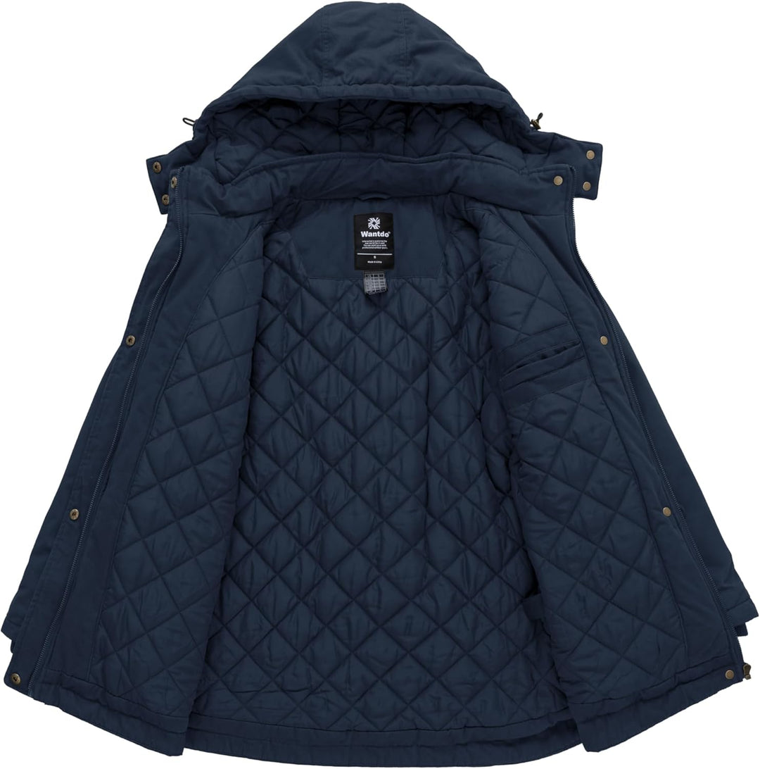 Wantdo Damen Winddichter Warmer Mantel Winter L?ssiger Fleecemantel Klassische Baumwoll Kapuze Jacke