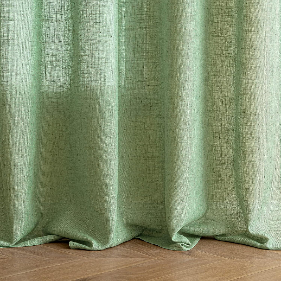 EMEMA Gardinen Vorhänge Leinenvorhang mit Ösen Voile Vorhang Leinenoptik Modern Halbtransparent für