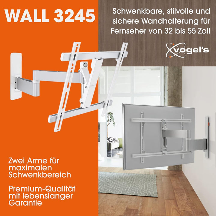 Vogel's WALL 3245 schwenkbare TV Wandhalterung für 32-55 Zoll Fernseher, max. 20 kg schwenkbar bis z