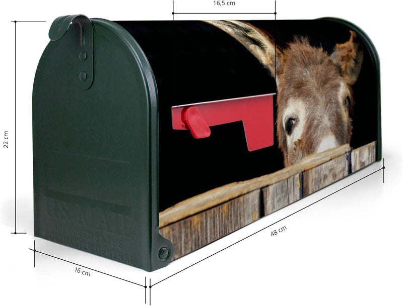 banjado® Amerikanischer Briefkasten - US Mailbox/Letterbox mit Motiv Esel 51x22x17cm - Postkasten St