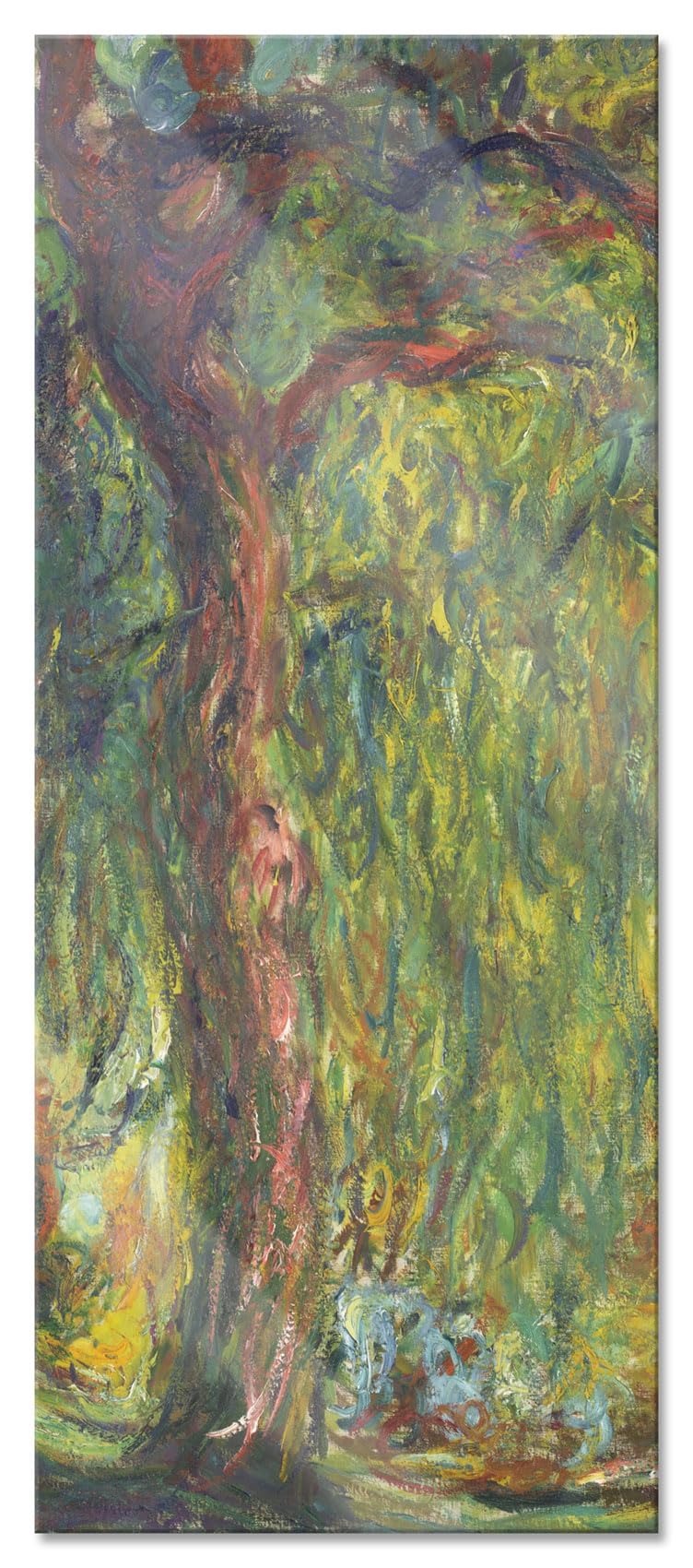 Pixxprint Glasbild Panorama, Wandbild aus Echtglas, Claude Monet - Trauerweide, 100x40 cm, inkl. Auf