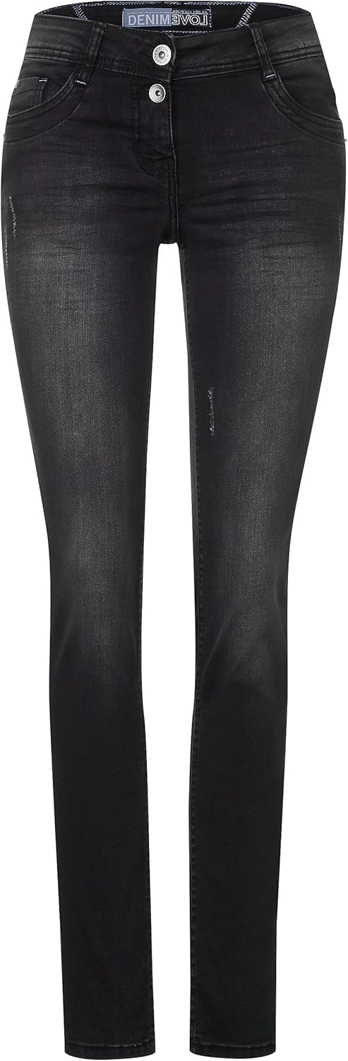 Cecil Damen Jeanshose Loose Fit 26W / 32L Authentic Black Wash, 26W / 32L Authentic Black Wash