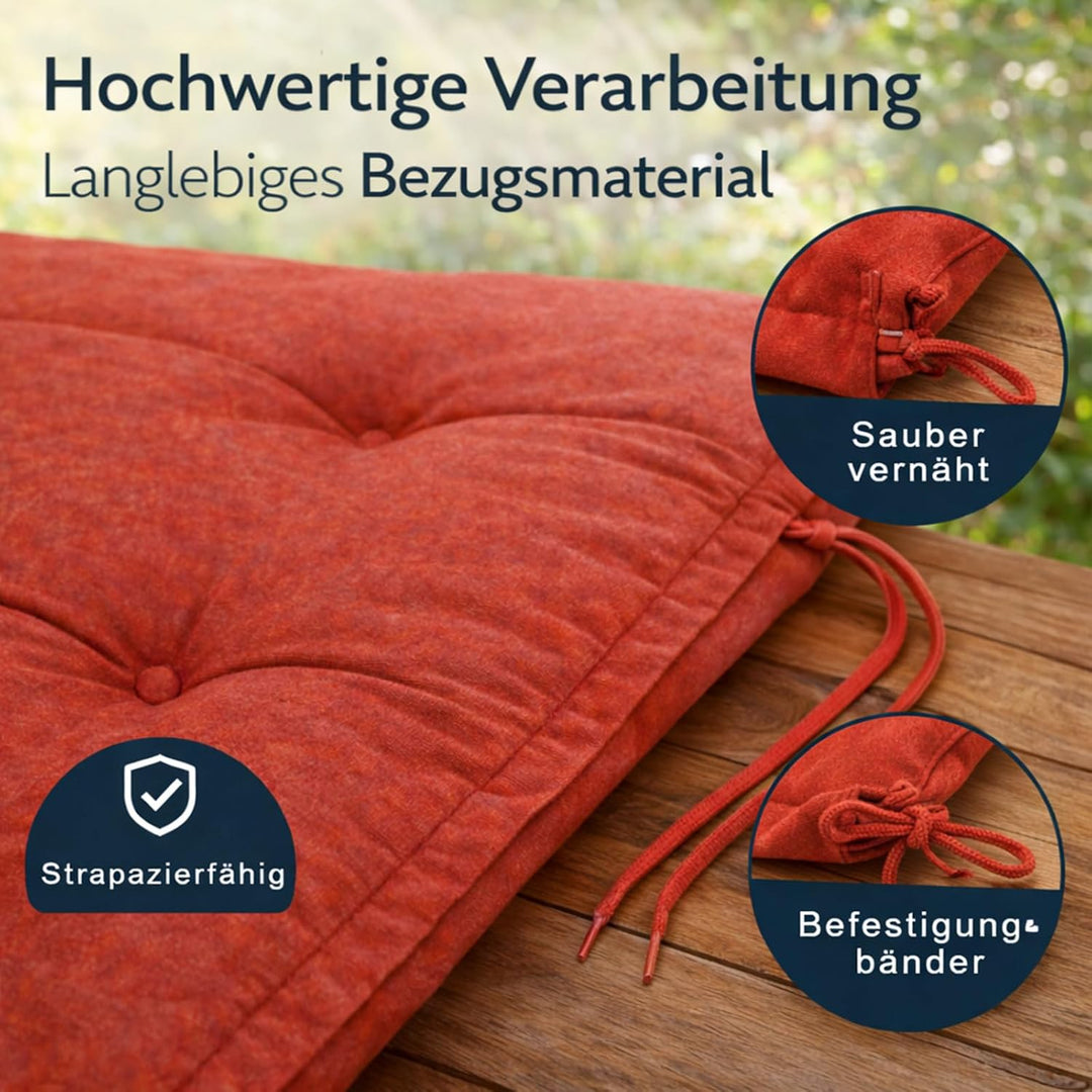 Hochlehner Auflagen 2er Set 117x49x6 cm Rot Gartenstuhl Sitzpolster Komfort | BURI Hochlehnerauflage