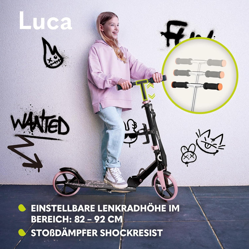 LIONELO Luca Klappbarer Roller für Kinder und Erwachsene bis 100kg Verstellbar und leicht nur 4kg Ro