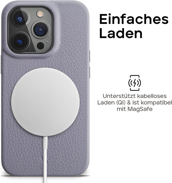WIIUKA Hülle für iPhone 15 Pro Max, Leder aus Deutschland, Lederhülle extra Dünn, Premium Handyhülle