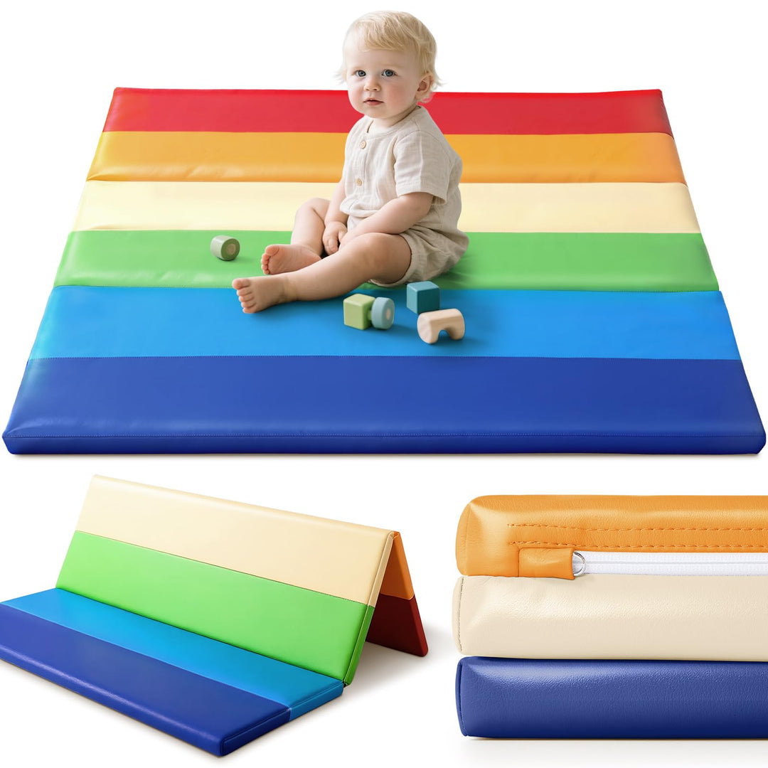 Schaumstoff Spielmatte für Baby: 121x121 cm PU-Leder wasserdicht Kinder Spielmatte - Baby Spielmatte