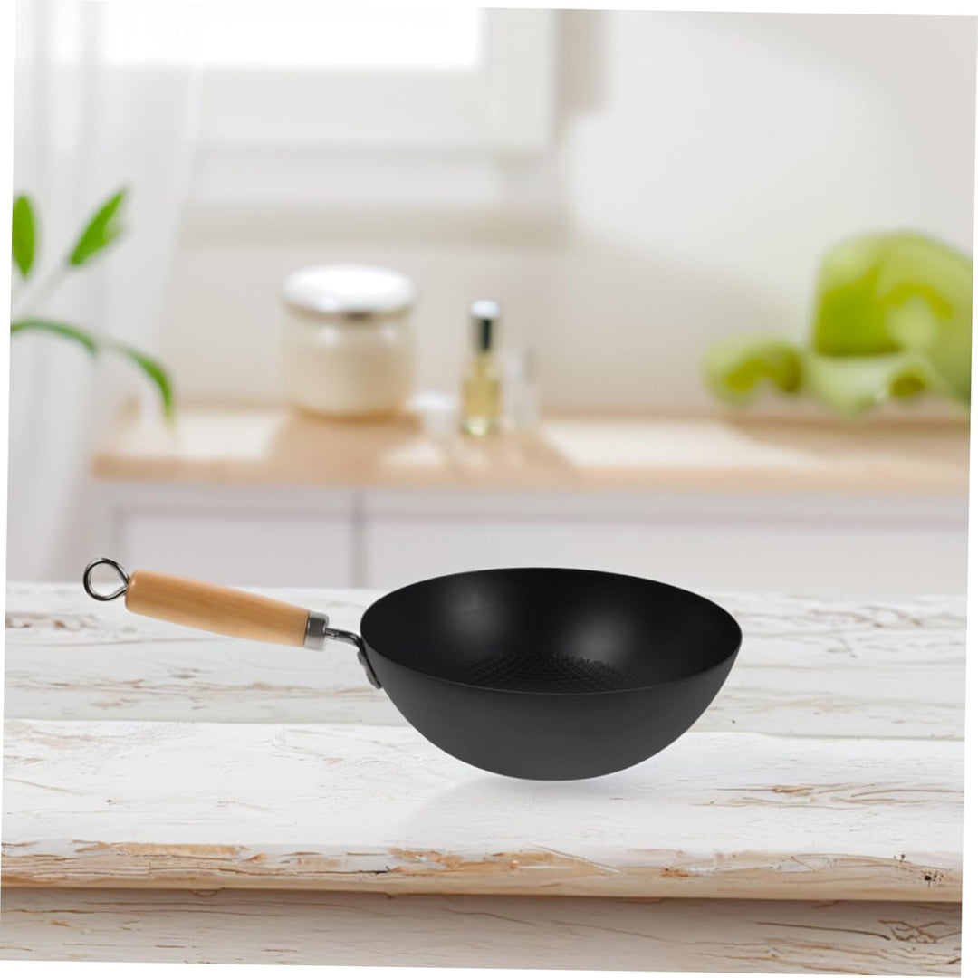 MAGICLULU Kleiner Schmiedeeiserner Wokpfanne 24cm ohne Beschichtung für Induktionsherd Hitzebeständi