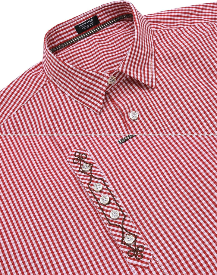 COOFANDY Hemd Herren Langarm Trachtenhemd Kariertes Oktoberfest Hemd Freizeithemd Karohemden Herrenh