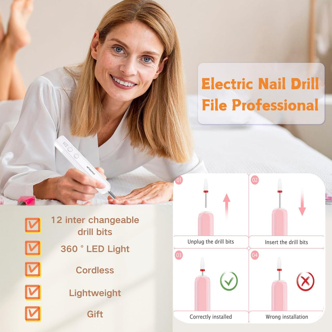 Elektrische Nagelfräser Professionell Elektrisch Nagelfeile für Gelnägel USB Wiederaufladbare 20000