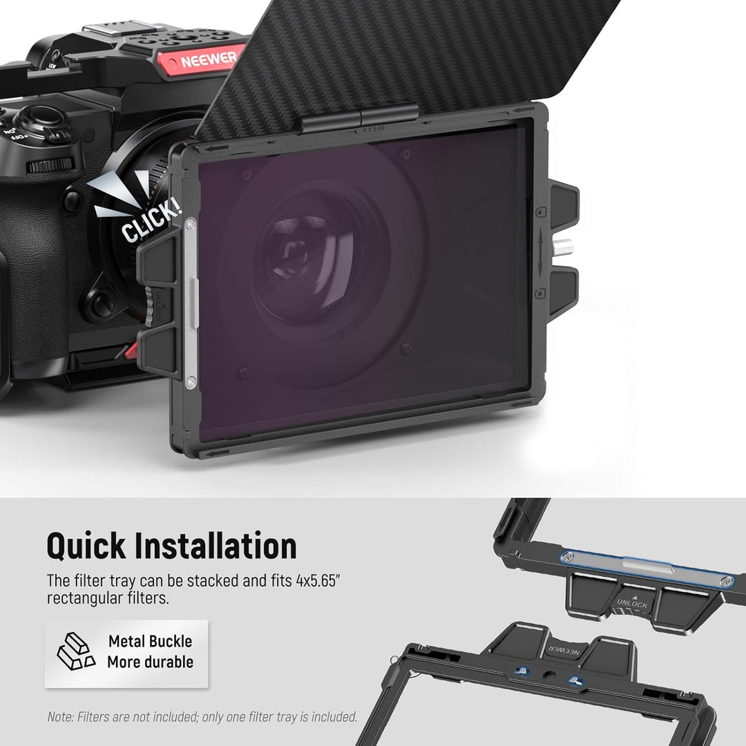NEEWER Mini Matte Box mit einem 4" x5,65 Filterfach, Kohlefaser Flagge, 4 kreisförmigen Objektivring
