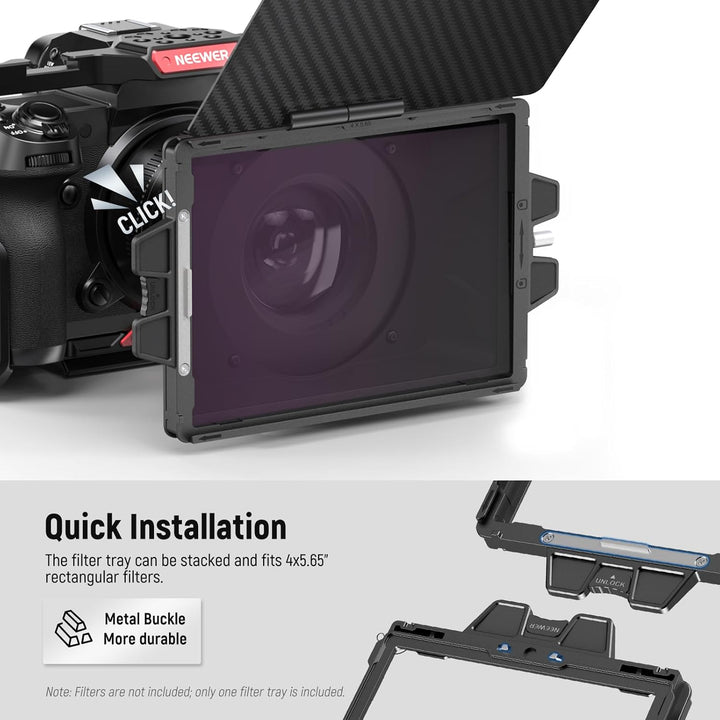NEEWER Mini Matte Box mit einem 4" x5,65 Filterfach, Kohlefaser Flagge, 4 kreisförmigen Objektivring