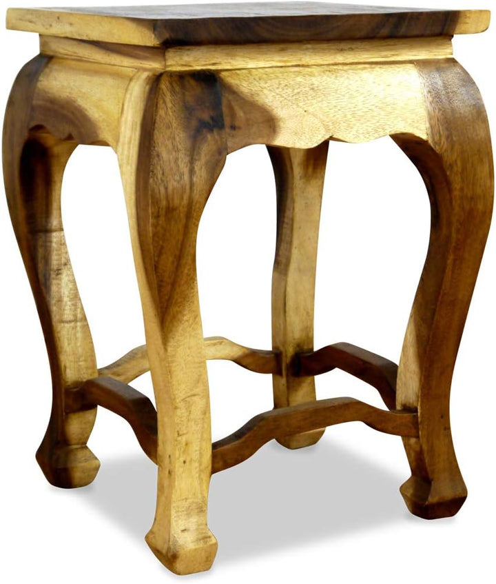 livasia naturfabener Opiumtisch, hoher asiatischer Beistelltisch, Nachttisch ohne Elefantenschnitzer