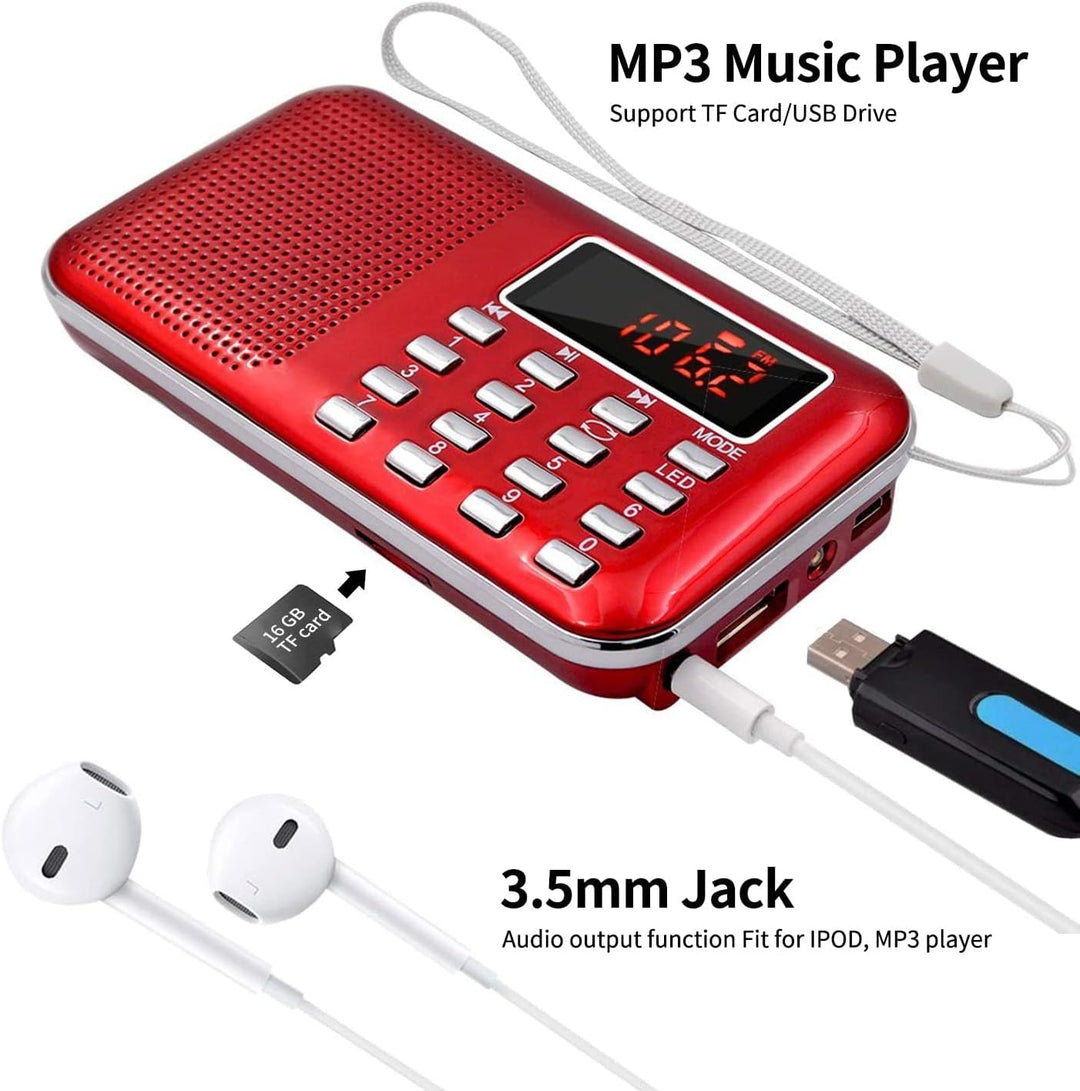 Raddy RF23 Tragbar Radio Klein AM/FM Kurzwellenempfänger MP3 Musik Player, unterstützt Mikro USB TF