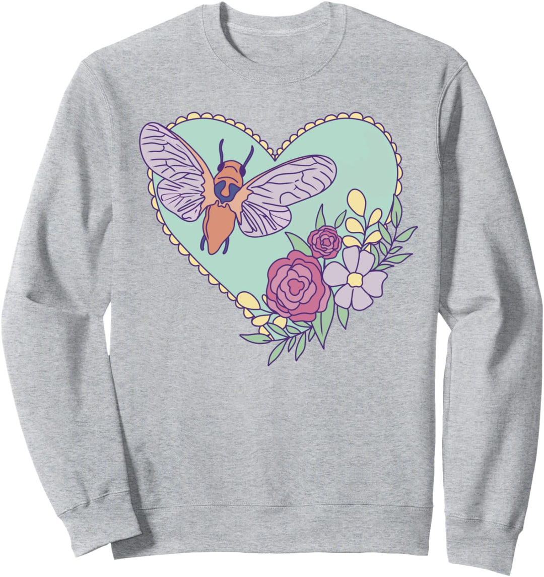 Nette Mottenkunst - Insekt mit Herz und Blumen Sweatshirt