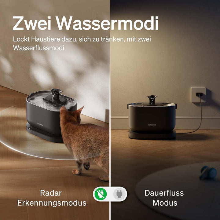 PETLIBRO Trinkbrunnen für Katze Kabellos mit Bewegungsmelder, 2,5L/84oz Dockstream Batteriebetrieben