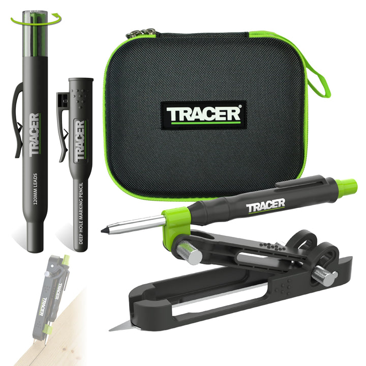 Tracer ProScribe Tool mit Tieflochmarker Bleistift, 6 x Ersatzminenhalter und Tragetasche (Multi-Fun